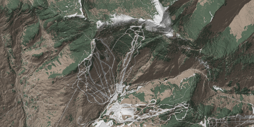 High resolution elevation map of Stowe Mountain Resort, on the eastern side of Mount Mansfield